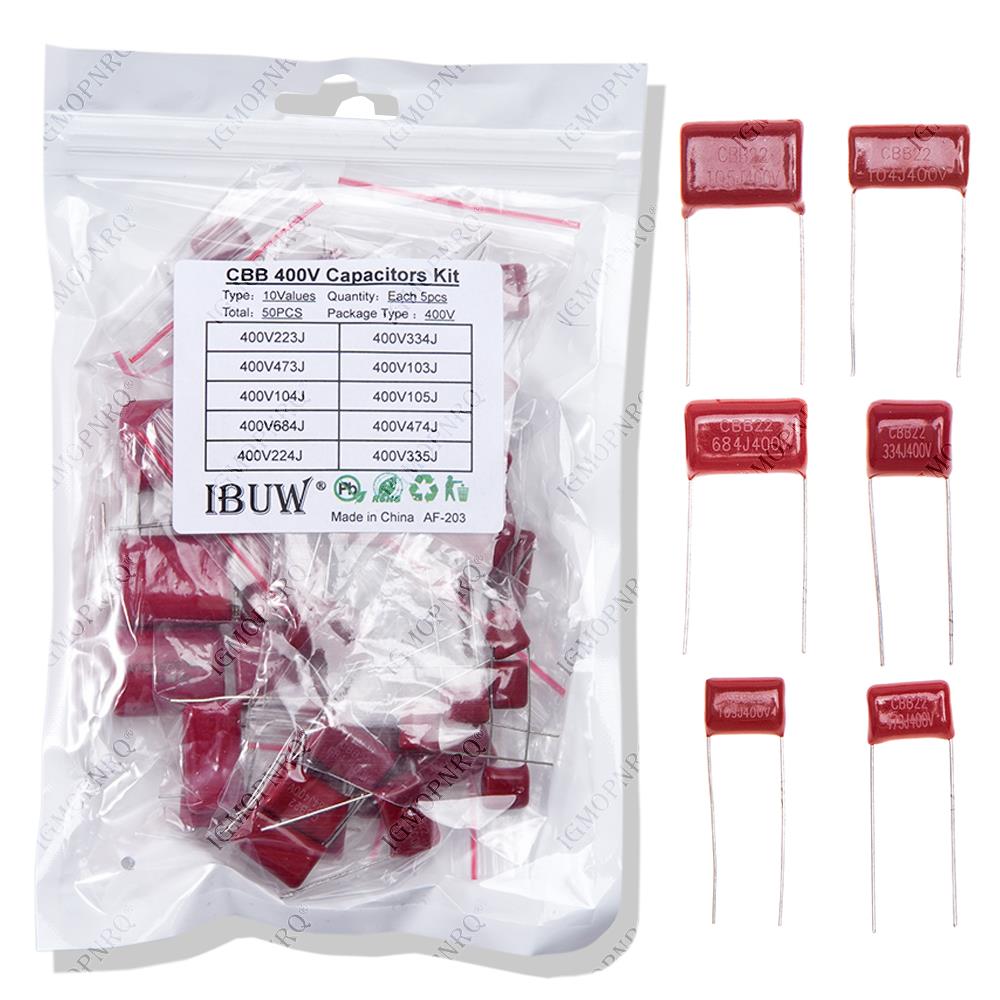 Capacitor Kit Assortment - KIT 50PC=10value*5PCS Gemetalliseerde polyesterfilmcondensatoren CBB-assortimentset 400V