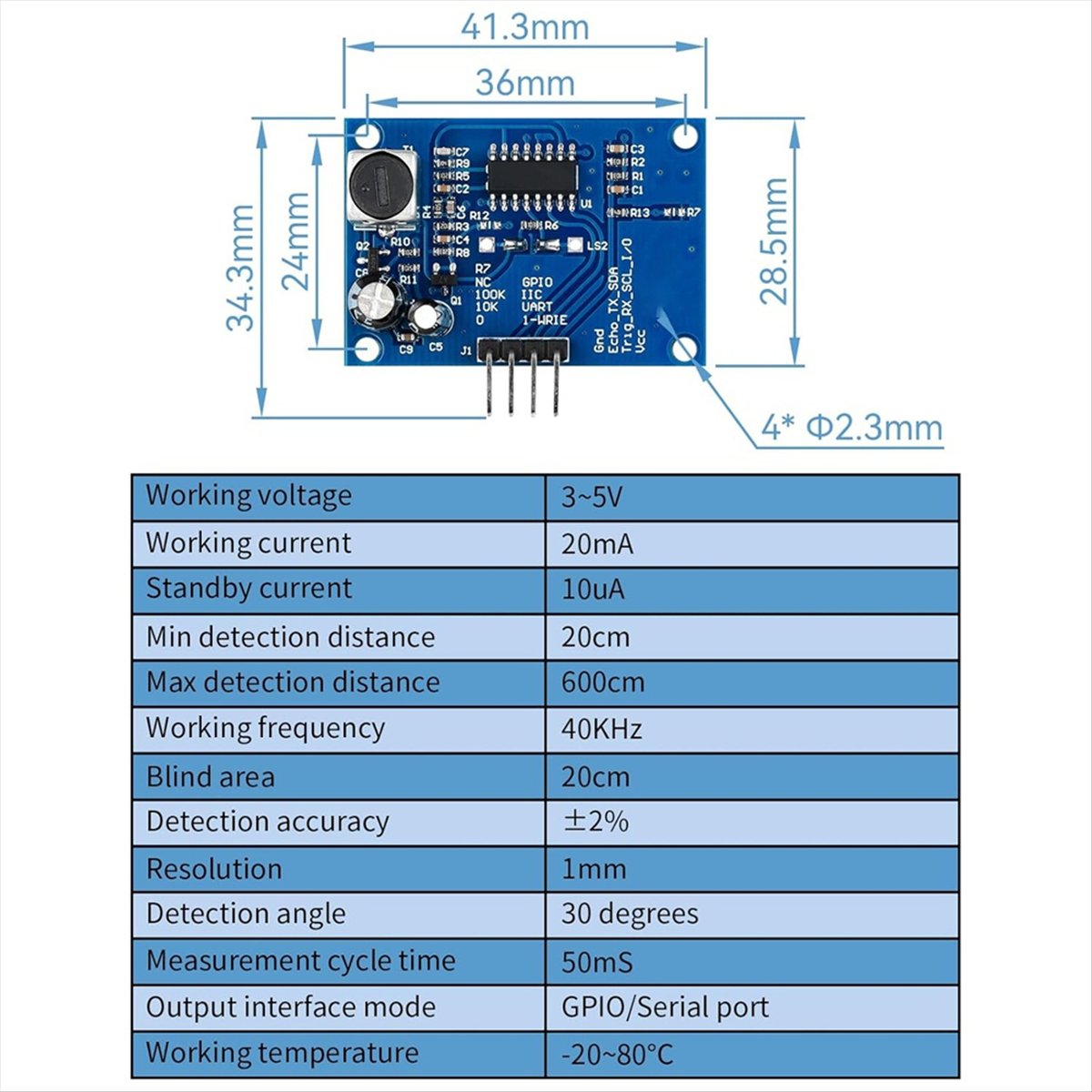 Ultrasonic Sensor Hc - DT38 2 stuks ultrasone afstandssensor voor