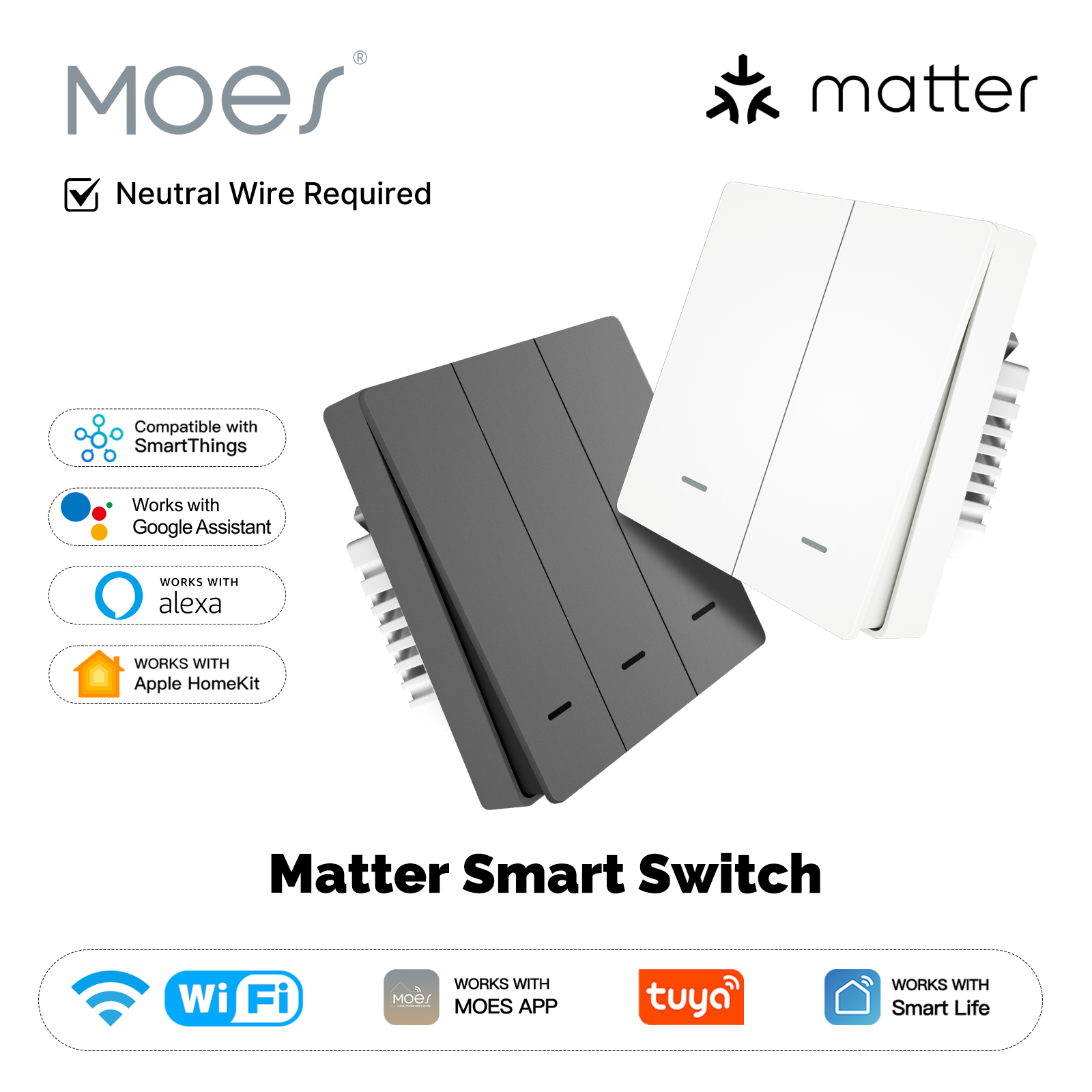 Diy Home Electronics - MOES Matter Tuya WiFi Smart Light-knopschakelaar